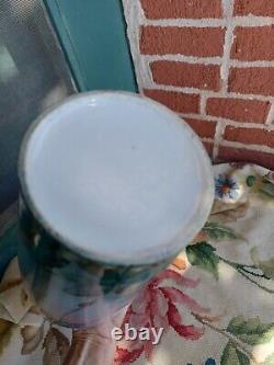 Antique Artist Signed Unmarked Limoges Hand Painted Floral Tall Porcelain Vase