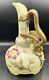 Antique Austrian Carlsbad Hand Painted Porcelain Floral Dragon Handle Vase