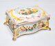 Antique Capodimonte Italy Cherub Floral Hand Painted Porcelain Jewelry Box