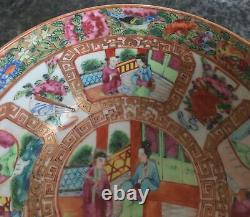 Antique CHINESE canton 5.5 COURT SCENES BIRDS BUTTEFLY FAMILLE VERTE RICE BOWL