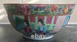 Antique CHINESE canton 5.5 COURT SCENES BIRDS BUTTEFLY FAMILLE VERTE RICE BOWL