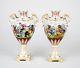Antique Capodimonte Hand Painted Porcelain Urn Vases Set Of 2 Rams Head Handles