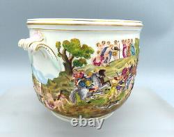 Antique Capodimonte Jardiniere Large Cache Pot Naples Porcelain Hand Painted