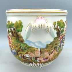 Antique Capodimonte Jardiniere Large Cache Pot Naples Porcelain Hand Painted