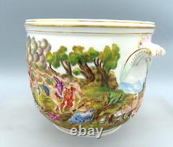 Antique Capodimonte Jardiniere Large Cache Pot Naples Porcelain Hand Painted