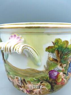 Antique Capodimonte Jardiniere Large Cache Pot Naples Porcelain Hand Painted