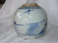Antique Chinese 17thc Underglaze Blue Ming Ginger Jar Fishing Landscape 17 Cms