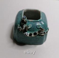 Antique Chinese 19th Century Qing Robins egg glaze Dragon Washer Porcelain China