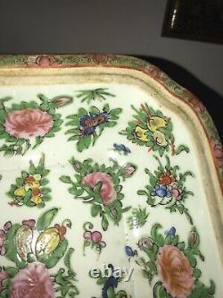 Antique Chinese 19thC Cantonese Hand Made Porcelain Family Rose Lidded Bowl Dish