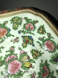 Antique Chinese 19thC Cantonese Hand Made Porcelain Family Rose Lidded Bowl Dish