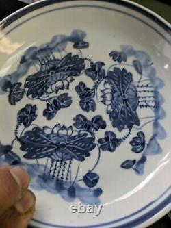 Antique Chinese Blue And White Hand Painted Plate Circa
