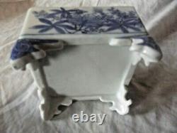 Antique Chinese Blue & White Handmade Hand Painted Square Pot