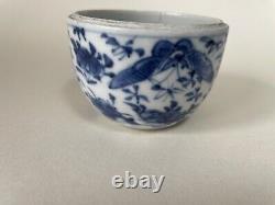 Antique Chinese Blue & White Porcelain Box With LID Qing Dynasty