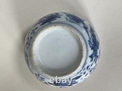 Antique Chinese Blue & White Porcelain Box With LID Qing Dynasty