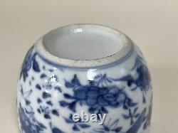 Antique Chinese Blue & White Porcelain Box With LID Qing Dynasty