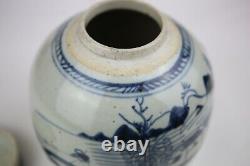 Antique Chinese Blue and White Ginger Jar Vase (original cap)