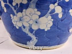 Antique Chinese Blue and White Plum Ice Vase Jar Qing Dynasty