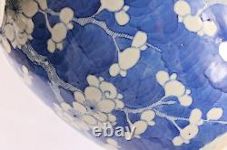 Antique Chinese Blue and White Plum Ice Vase Jar Qing Dynasty