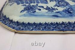 Antique Chinese Blue and White Porcelain Large Soup Tureen Cover-Lid 18thC