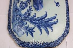 Antique Chinese Blue and White Porcelain Large Soup Tureen Cover-Lid 18thC