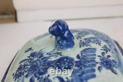 Antique Chinese Blue and White Porcelain Large Soup Tureen Cover-Lid 18thC