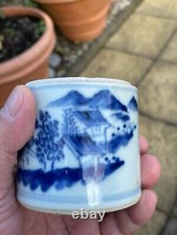 Antique Chinese Blue&white Porcelain Jar No Cover MID Qing Dynasty 6.7cm High
