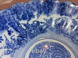 Antique Chinese Canton Blue and White Porcelain Bowl, 19th Century Qing Dynasty