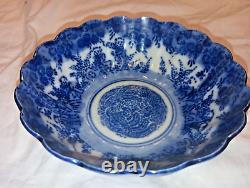 Antique Chinese Canton Blue and White Porcelain Bowl, 19th Century Qing Dynasty