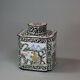 Antique Chinese Canton Enamel Square-section Tea Canister And Cover, Qianlong 1