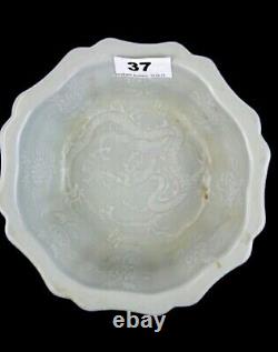 Antique Chinese Celadon Glazed Incised Dragon Porcelain Bowl (17th C)