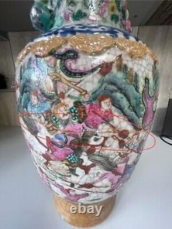 Antique Chinese Famille Rose, Blue And White Porcelain Vase Qing Dynasty 44cm