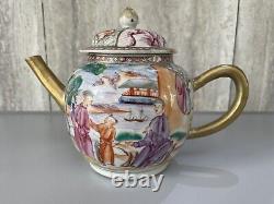 Antique Chinese Famille Rosr Mandarin Porcelain Teapot Qianlong Period Qing Dyna