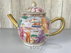 Antique Chinese Famille Rosr Mandarin Porcelain Teapot Qianlong Period Qing Dyna