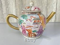 Antique Chinese Famille Rosr Mandarin Porcelain Teapot Qianlong Period Qing Dyna