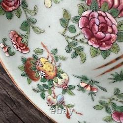 Antique Chinese Fencai Rose Family hand painted plate circa late 1800s