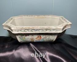 Antique Chinese Flower Pot Tray Octagonal Qing Porcelain Hand Painted