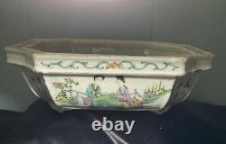 Antique Chinese Flower Pot Tray Octagonal Qing Porcelain Hand Painted