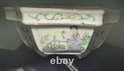 Antique Chinese Flower Pot Tray Octagonal Qing Porcelain Hand Painted