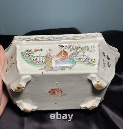 Antique Chinese Flower Pot Tray Octagonal Qing Porcelain Hand Painted