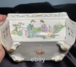 Antique Chinese Flower Pot Tray Octagonal Qing Porcelain Hand Painted