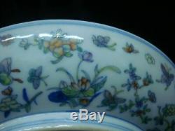 Antique Chinese Hand Painting DouCai Porcelain Plate Marked YongZheng