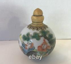Antique Chinese Hand painted Porcelain Liqueur Bottle With Emperor