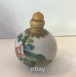 Antique Chinese Hand painted Porcelain Liqueur Bottle With Emperor