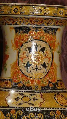 Antique Chinese Large Porcelain Hand Painted Medalions With Peacoks & Birds Vase