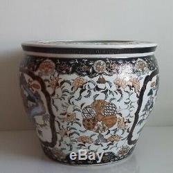 Antique Chinese Oriental Asian Large Porcelain HandPainted Koi Fish Bowl Planter