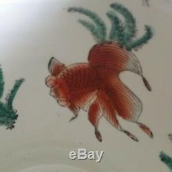 Antique Chinese Oriental Asian Large Porcelain HandPainted Koi Fish Bowl Planter