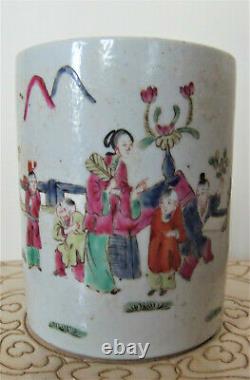 Antique Chinese Porcelain Brush Pot, Tongzhi mark (1862-74), H11cm x 9cm Diam