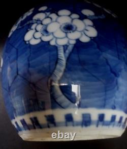 Antique Chinese Porcelain Ginger Jar Prunus Blossom Kangxi Stamped Blue & White