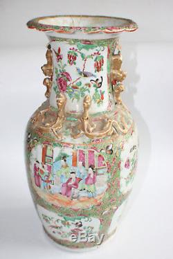 Antique Chinese Porcelain Hand Painted Famille Rose Large Vase 17.5(H)