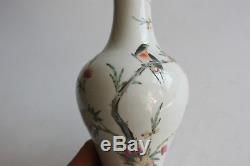 Antique Chinese Porcelain Hand Painted Flowers Bird Vase